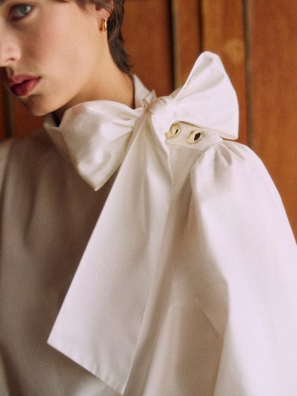 Sézane x Maria de la Orden Coleta Shirt Ecru FR 40 US 8 Limited Ed Bow Blouse NW